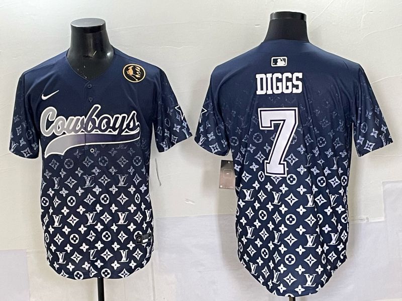 Men 2025 Dallas Cowboys #7 Diggs Drak blue Nike Limited NFL Jersey style 035